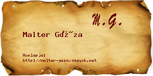 Malter Géza névjegykártya